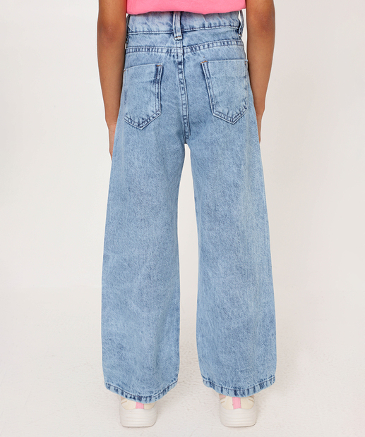 Calça Jeans Flare Infantil Strass Tam 4 a 10 Azul