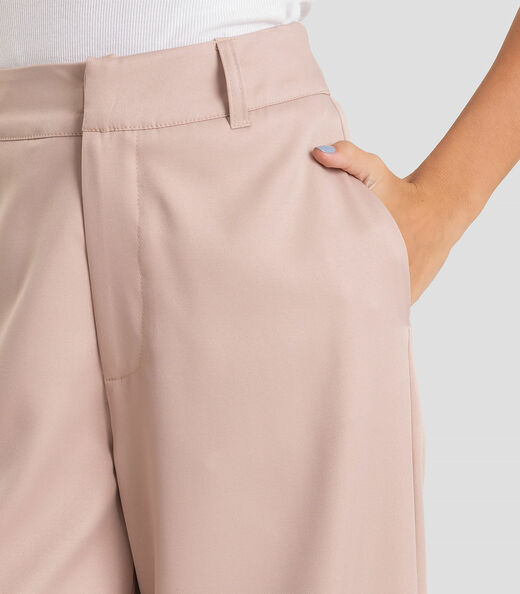 Calça Feminina Pantalona em Tecido Dianna Bege