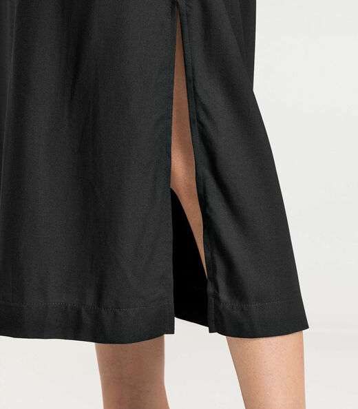 Vestido Midi Feminino em Tecido Linho Dianna Preto