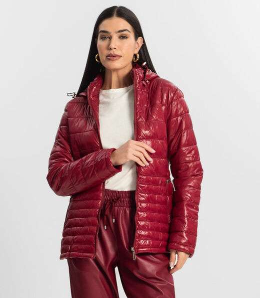 Jaqueta de Microfibra Feminina com Capuz Endless Vermelho
