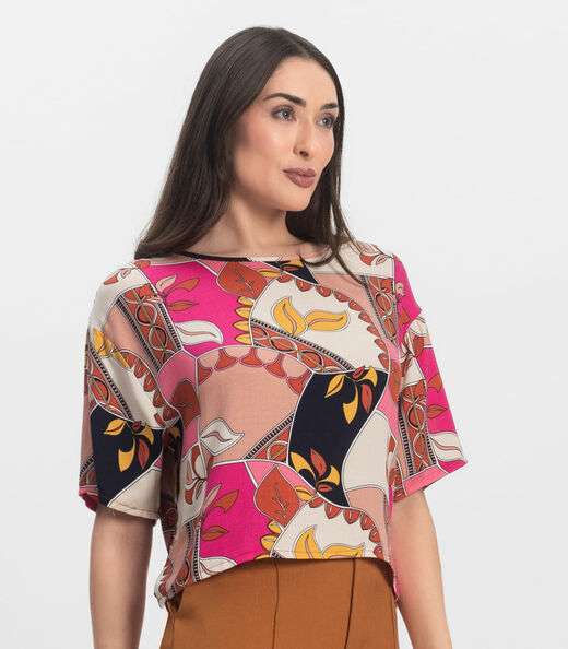 Blusa Feminina Estampada Infinita Cor Rosa