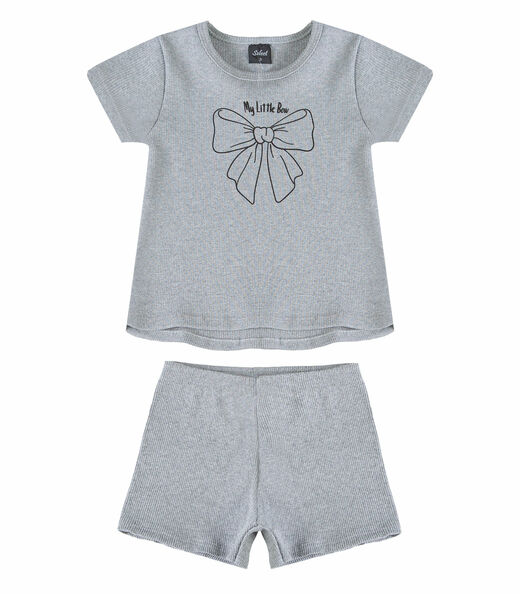 Conjunto Infantil Feminino Blusa E Short Select Cinza