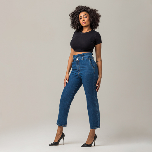 Calça Mom Feminina Cós Alto Zune