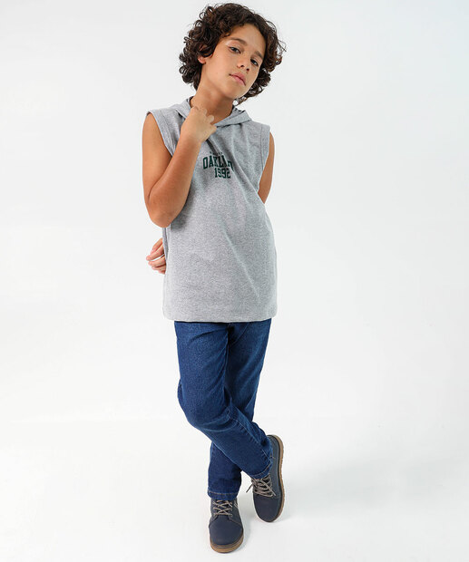 Regata Juvenil Capuz Marisa Tam 10 a 16 Cinza