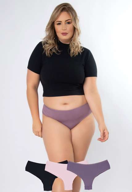 Image_Kit 3 Calcinhas Ternura Plus Size Microfibra Fio Duplo Concept Lingerie Multicol
