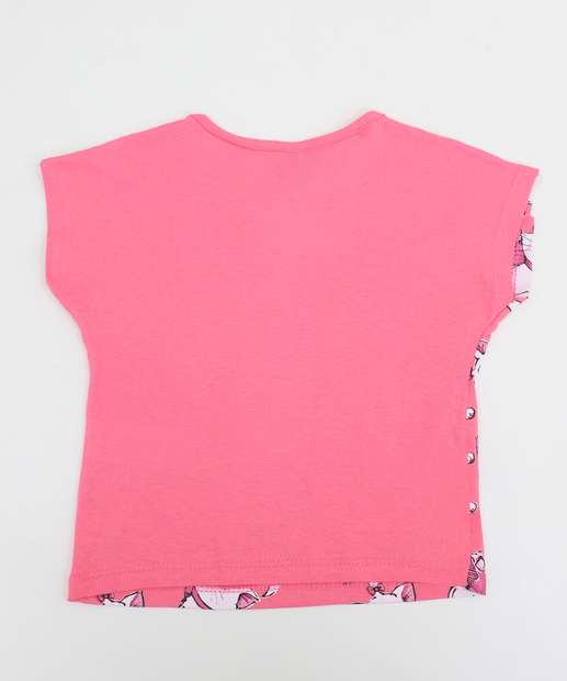 Camiseta Infantil Estampa Marie Disney Tam 1 a 3 Rosa