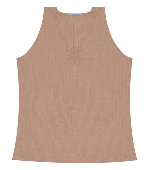 Regata Plus Size Em Ribana Canelada Secret Glam Marrom