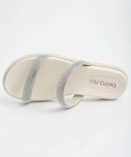 Rasteirinha Feminina Strass Beira Rio Branco