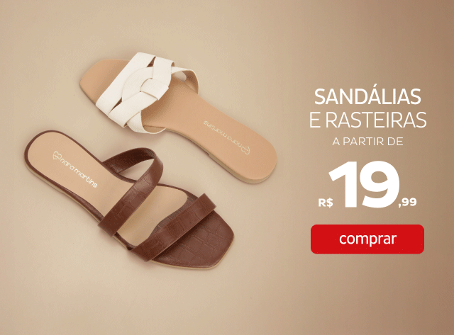 Sandalias e rasteiras a partir de R$19,99