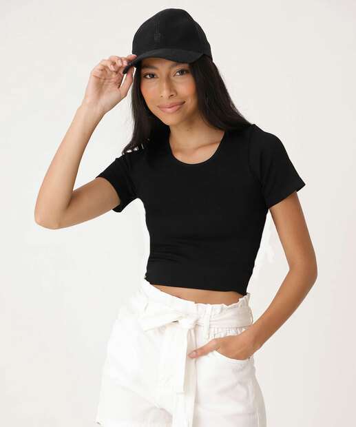 Blusa Cropped Feminina Sem Costura Canelada Marisa