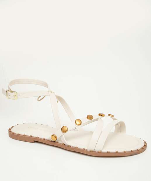 Image_Sandália Feminina Rasteira Tiras Tachas