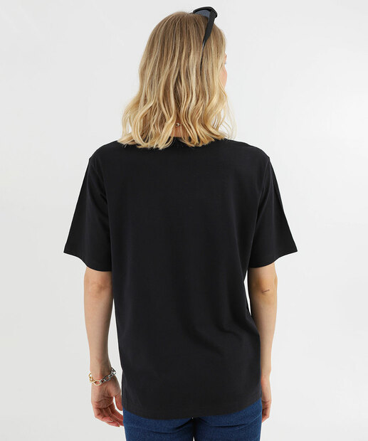 Camiseta Feminina Oversized Mickey Manga Curta Disney Preto