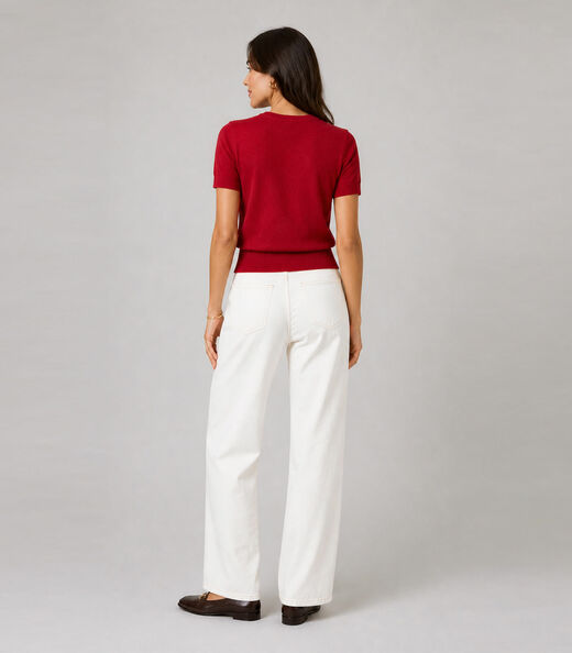 Blusa Feminina Manga Curta Em Tricot Infinita Cor Vermelho