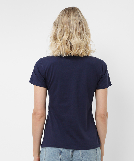 Blusa Feminina Estampa Stitch E Lilo Manga Curta Azul