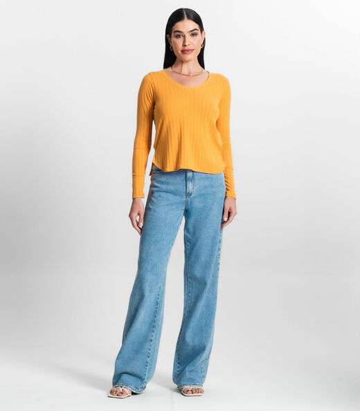 Blusa Manga Longa Infinita Cor Amarelo