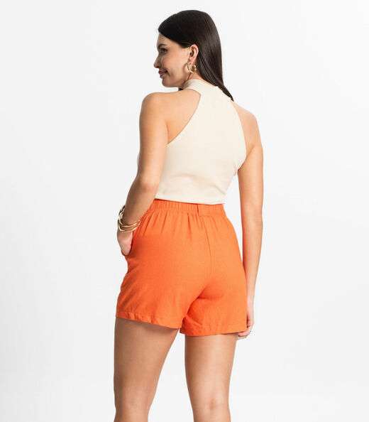 Shorts Feminino em Linho Select Laranja