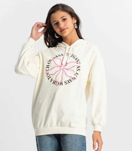 Blusão Juvenil Feminino Com Capuz Minty Bege