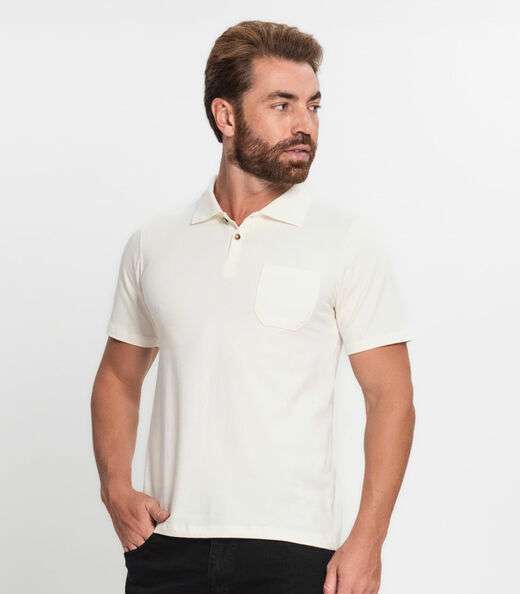Polo Masculina Com Bolso Cotton Leve Diametro Bege