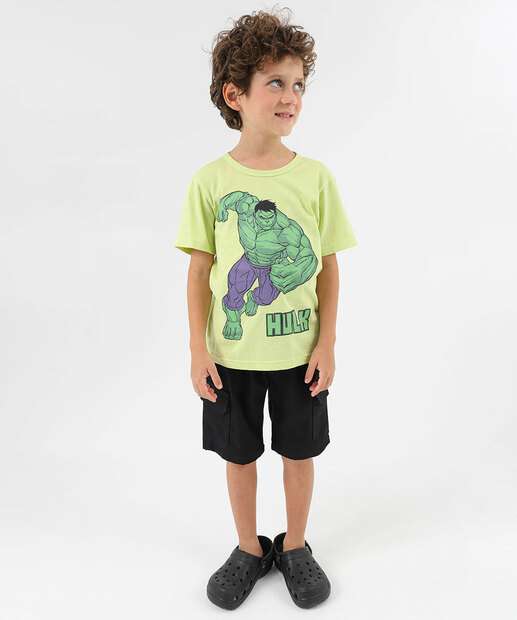 Camiseta Infantil Hulk Marvel Tam 4 a 10 Verde