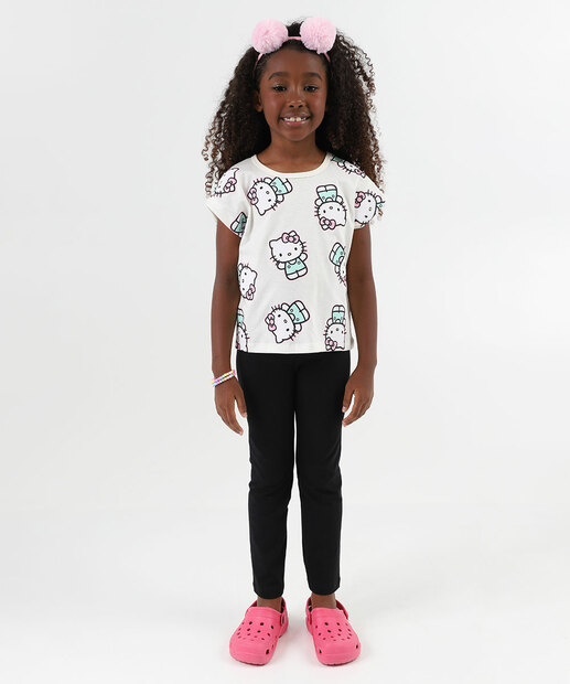 Blusa Infantil Estampa Hello Kitty Tam 4 a 10 Off White