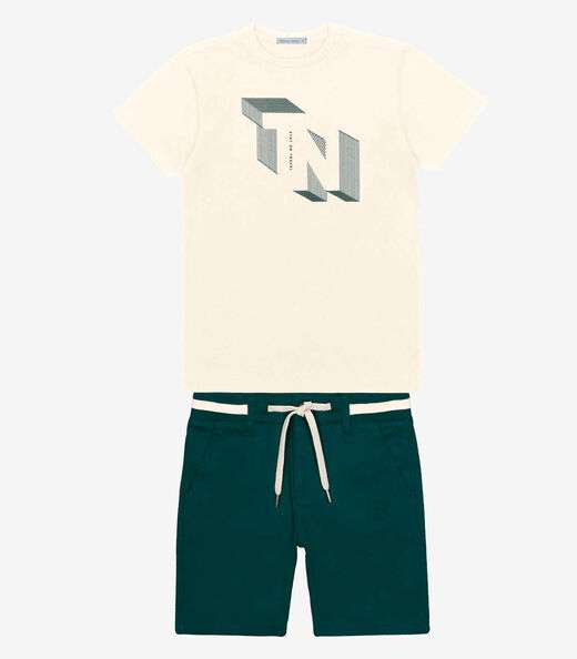 Image_Conjunto Menino Camiseta Com Bermuda Trick Nick Bege