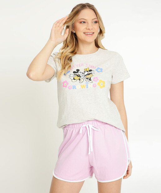 Pijama Feminino Mescla Mickey E Minnie Disney