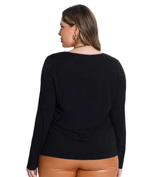 Blusa Manga Longa Viscotorcion Secret Glam Preto