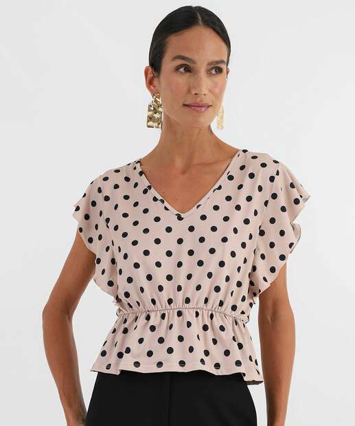 Image_Blusa Feminina Estampa Poá Marisa Bege