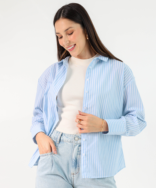 Image_Camisa Feminina Listrada Manga Longa Marisa Azul