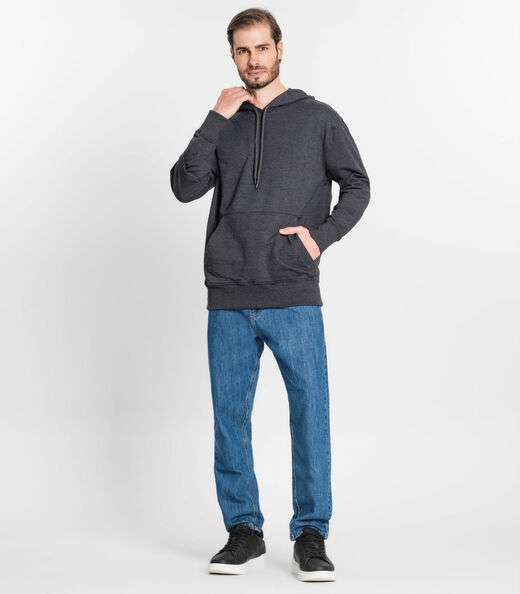 Blusão Básico Com Capuz Rovitex Mescla Preto