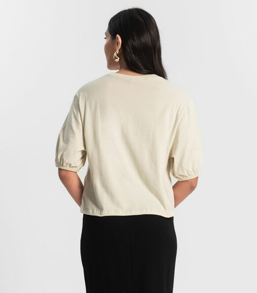 Blusa Feminina Manga Camponesa Rovitex Bege