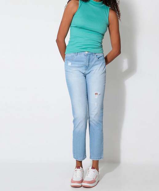 Blusa Regata Feminina Canelada Gola Alta Marisa