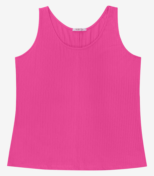 Regata Plus Size Em Ribana Canelada Secret Glam Rosa