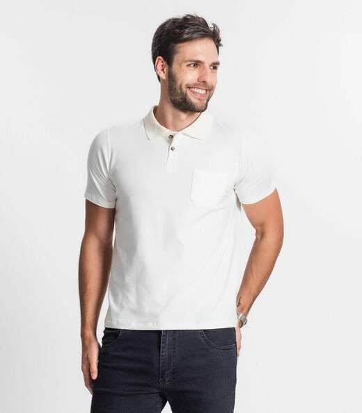 Image_Polo Masculina Com Bolso Cotton Leve Diametro Bege