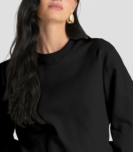 Blusão Feminino em Moletom Penteado Dianna Preto