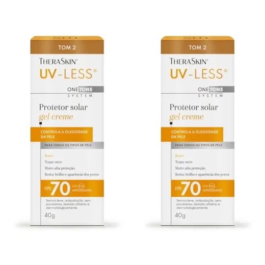 Image_Kit com 2 Unidades de Theraskin Uv-Less Protetor Solar Gel Creme Tom 2 Fps70 40G