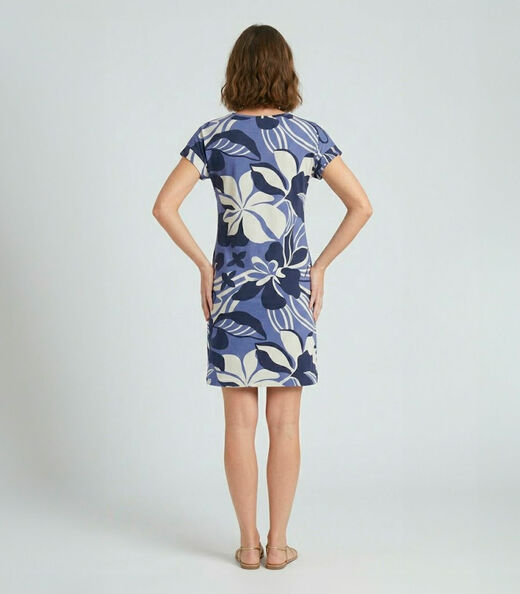 Vestido Básico Com Gola Redonda Infinita Cor Azul