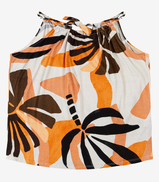 Blusa de Alça Plus Size Infinita Cor Laranja