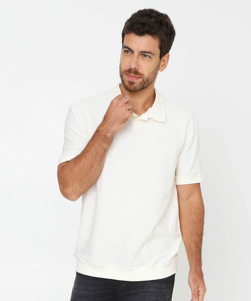 Image_Polo Masculina Moletinho Textura Marisa Off White