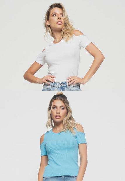 Image_Kit 2 Blusas  Ombro Vazado Malha Canelada BrancoeAzul