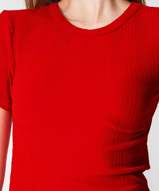 Blusa Feminina Canelada Manga Curta Marisa Vermelho