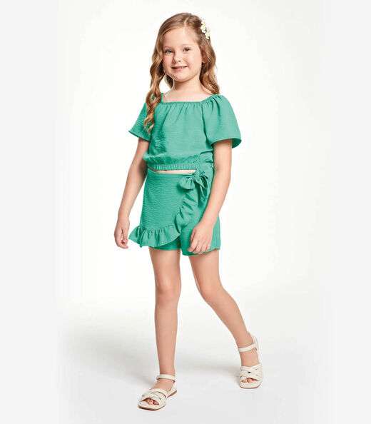 Conjunto Blusa Com Shorts Saia Trick Nick Verde