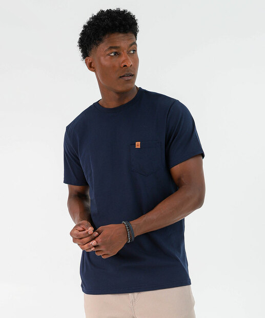 Image_Camiseta Masculina com Bolso Marisa Azul Marinho
