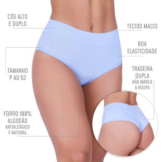 Kit 10 Calcinhas Super Conforto Fio Duplo Concept Lingerie