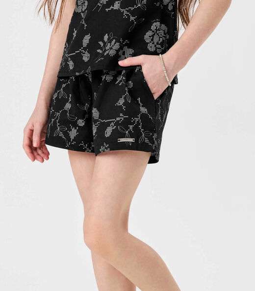 Conjunto Blusa E Shorts Popeline Floral Trick Nick Preto