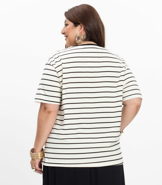 Blusa Feminina Plus Size Gola V Secret Glam Bege