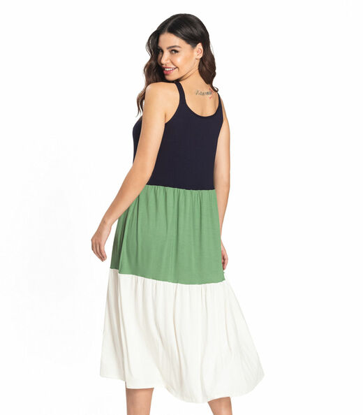Vestido Midi Recortes Rovitex Azul