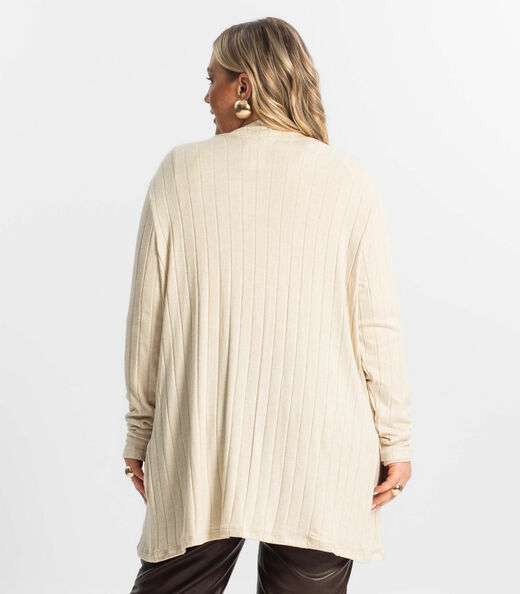 Cardigan Plus Size Feminino Secret Glam Bege