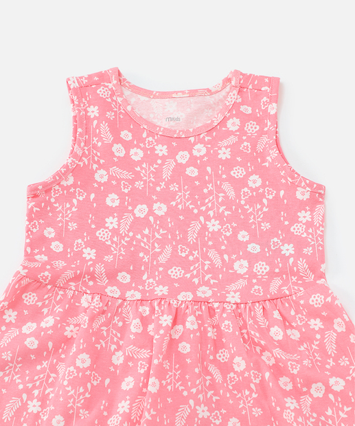 Vestido Infantil Estampa Flores Marisa Tam 1 a 3 Rosa