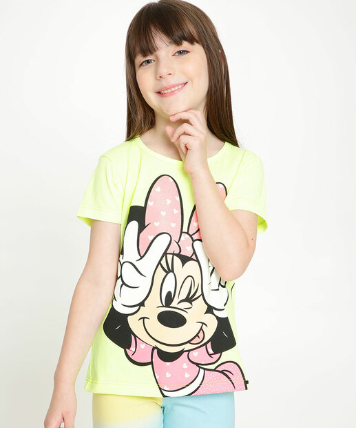 Camiseta Infantil Estampa Minnie Disney Tam 4 a 10